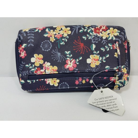 Safe Keeper RFID Wallet Navy Blue Floral Indentity Theft Security New with tags - Picture 2 of 8